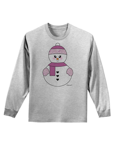 Cute Girl Snowman - Christmas Adult Long Sleeve Shirt by TooLoud-Long Sleeve Shirt-TooLoud-AshGray-Small-Davson Sales