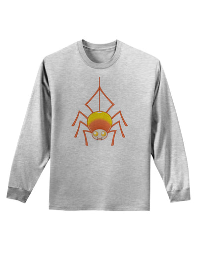Cute Candy Corn Spider - Halloween Adult Long Sleeve Shirt-Long Sleeve Shirt-TooLoud-AshGray-Small-Davson Sales