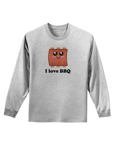 I love BBQ Ribs Adult Long Sleeve Shirt-Long Sleeve Shirt-TooLoud-AshGray-Small-Davson Sales