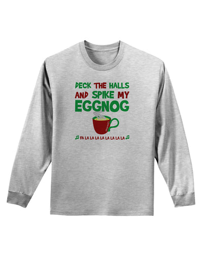 Spike My Eggnog Adult Long Sleeve Shirt-Long Sleeve Shirt-TooLoud-AshGray-Small-Davson Sales