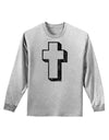 Simple Cross Design Black Distressed Adult Long Sleeve Shirt by TooLoud-Long Sleeve Shirt-TooLoud-AshGray-Small-Davson Sales