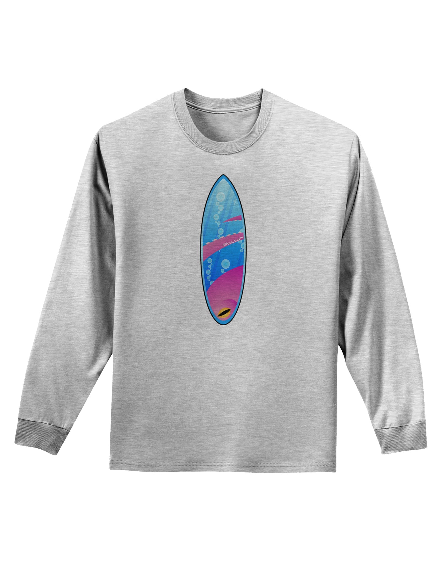Octopus Surfboard Adult Long Sleeve Shirt by TooLoud-Long Sleeve Shirt-TooLoud-AshGray-Small-Davson Sales