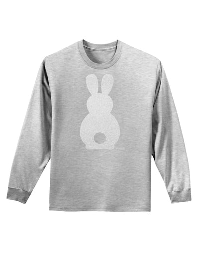 Cute Bunny Silhouette with Tail - White Glitter Adult Long Sleeve Shirt by TooLoud-Long Sleeve Shirt-TooLoud-AshGray-Small-Davson Sales