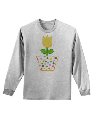 Easter Tulip Design - Yellow Adult Long Sleeve Shirt by TooLoud-Long Sleeve Shirt-TooLoud-AshGray-Small-Davson Sales