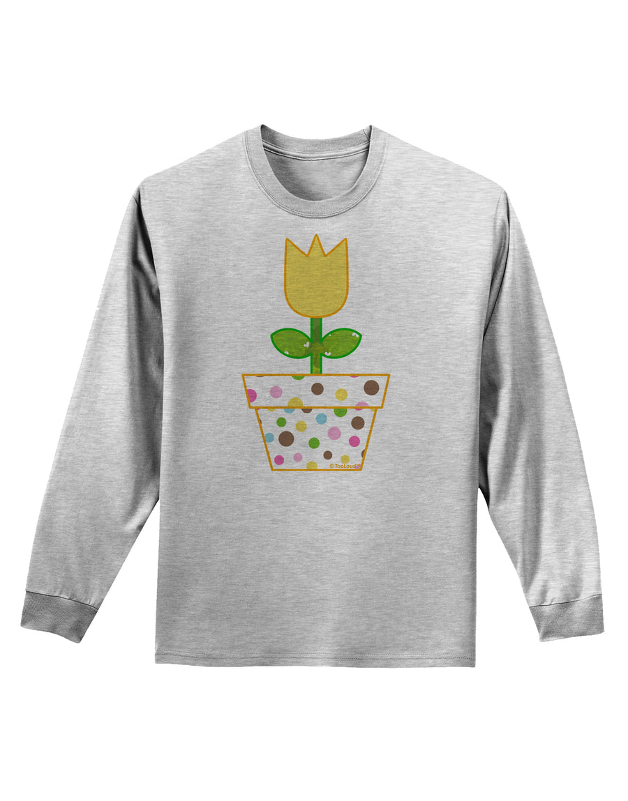 Easter Tulip Design - Yellow Adult Long Sleeve Shirt by TooLoud-Long Sleeve Shirt-TooLoud-White-Small-Davson Sales