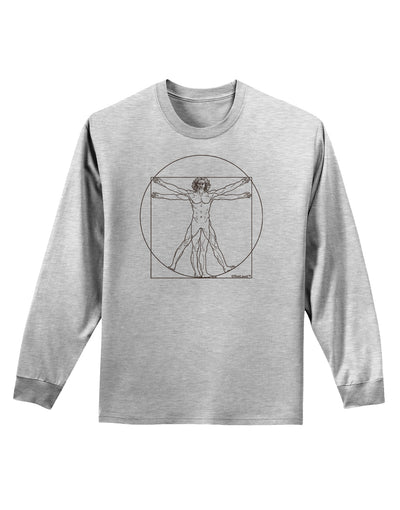 TooLoud Vitruvian Man Drawing Adult Long Sleeve Shirt-Long Sleeve Shirt-TooLoud-AshGray-Small-Davson Sales