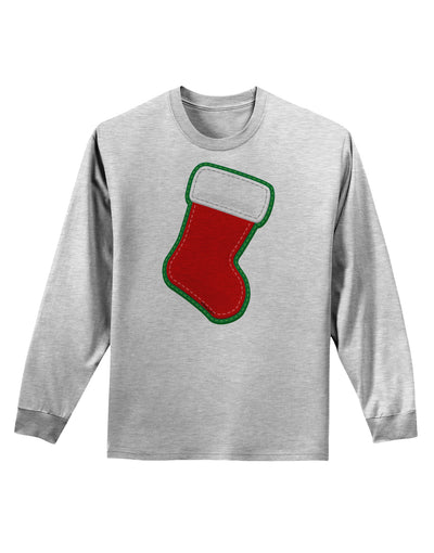 Cute Faux Applique Christmas Stocking Adult Long Sleeve Shirt-Long Sleeve Shirt-TooLoud-AshGray-Small-Davson Sales