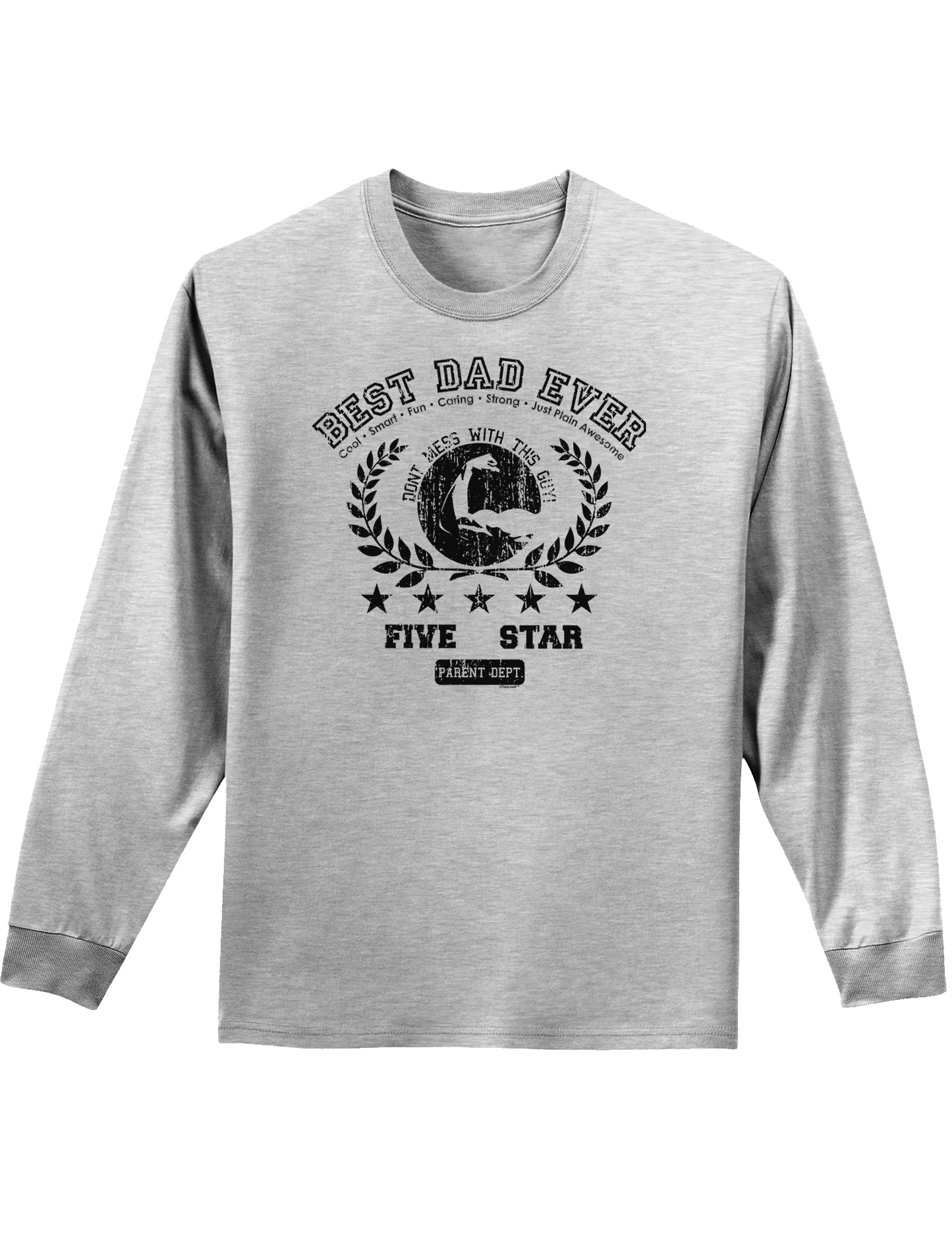 Best Dad Ever Distressed Collegiate Adult Long Sleeve Shirt-Long Sleeve Shirt-TooLoud-AshGray-Small-Davson Sales