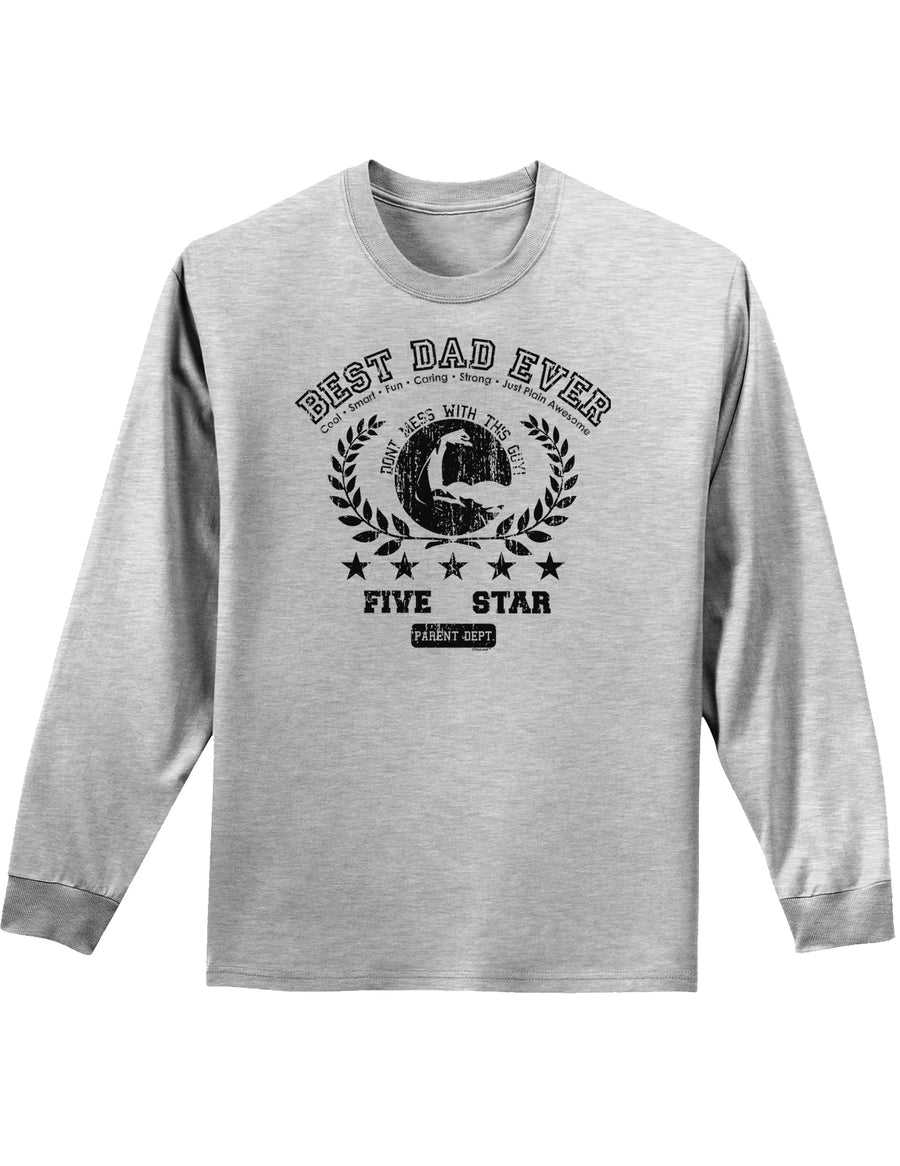 Best Dad Ever Distressed Collegiate Adult Long Sleeve Shirt-Long Sleeve Shirt-TooLoud-White-Small-Davson Sales