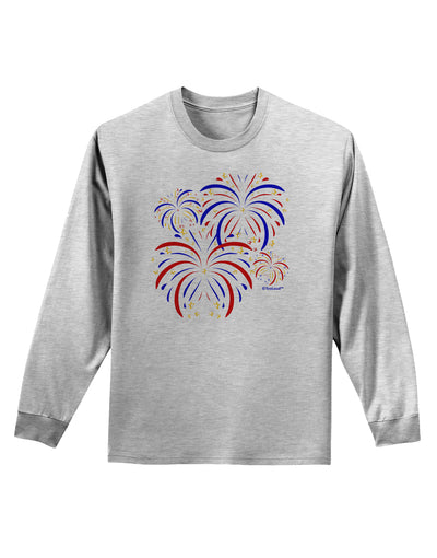 Patriotic Fireworks with Bursting Stars Adult Long Sleeve Shirt by TooLoud-Long Sleeve Shirt-TooLoud-AshGray-Small-Davson Sales