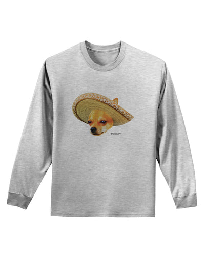 Chihuahua Dog with Sombrero - Patchwork Design Adult Long Sleeve Shirt by TooLoud-Long Sleeve Shirt-TooLoud-AshGray-Small-Davson Sales