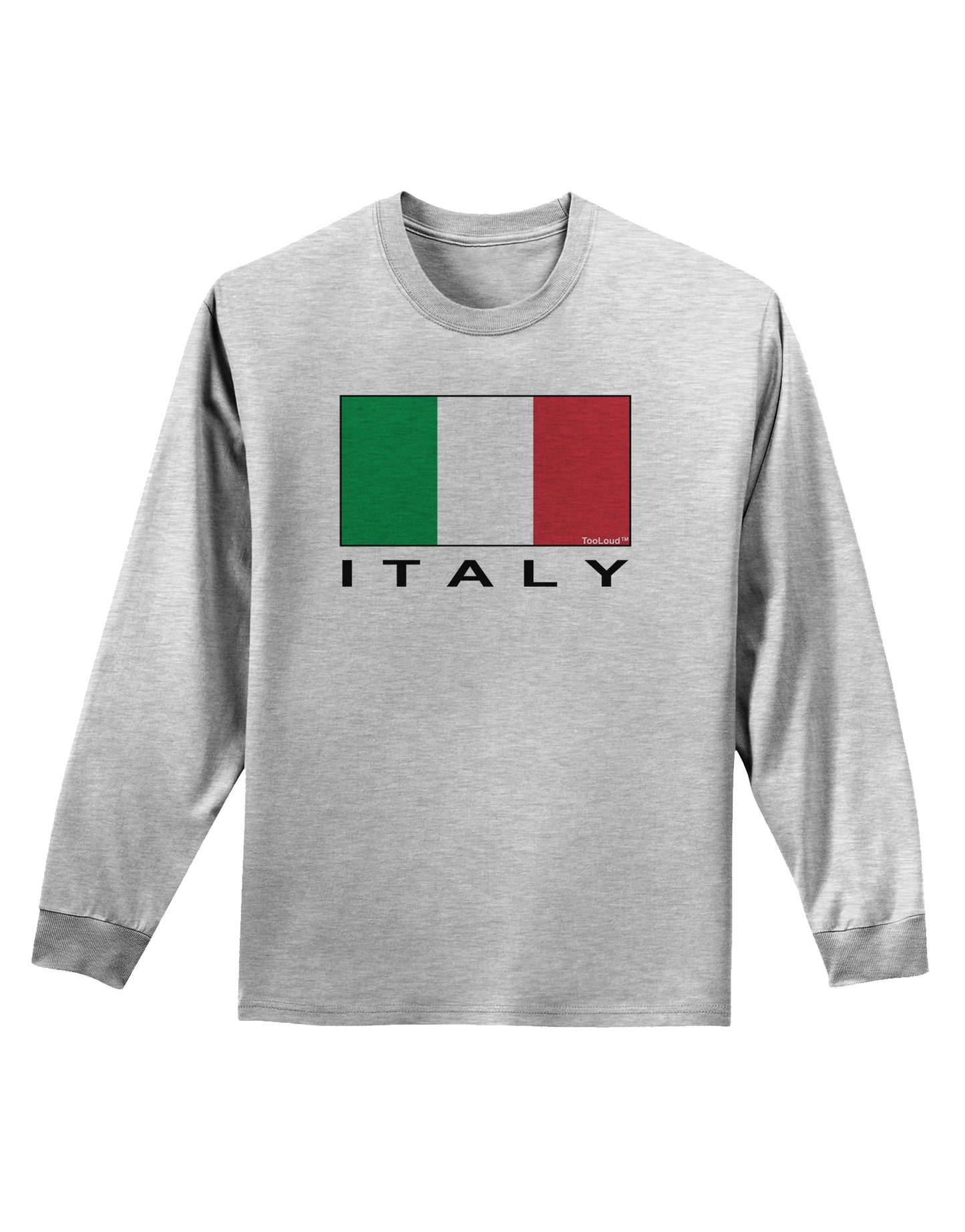 Italian Flag - Italy Text Adult Long Sleeve Shirt by TooLoud-Long Sleeve Shirt-TooLoud-AshGray-Small-Davson Sales