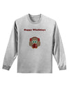 Happy Wholidays Winter Owl With Earmuffs Adult Long Sleeve Shirt-Long Sleeve Shirt-TooLoud-AshGray-Small-Davson Sales