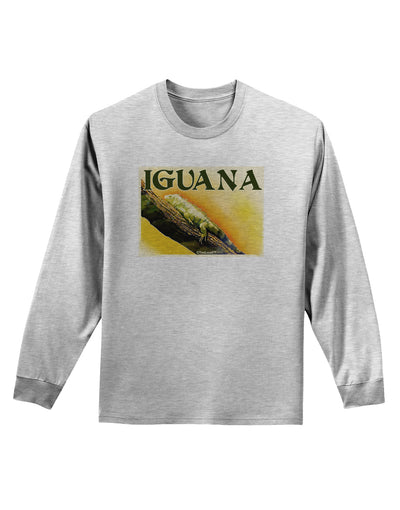 Iguana Watercolor Text Adult Long Sleeve Shirt-Long Sleeve Shirt-TooLoud-AshGray-Small-Davson Sales