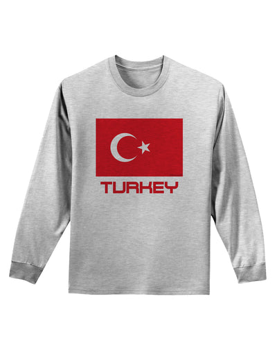 Turkey Flag with Text Adult Long Sleeve Shirt by TooLoud-Long Sleeve Shirt-TooLoud-AshGray-Small-Davson Sales