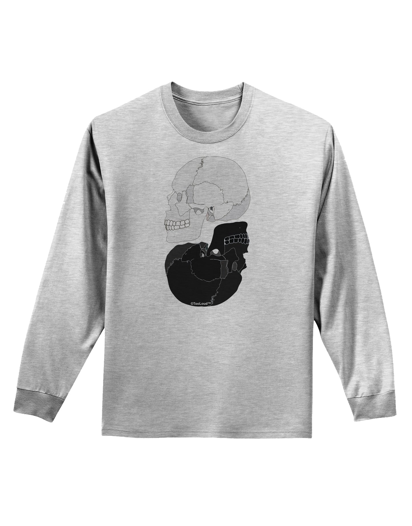 White And Black Inverted Skulls Adult Long Sleeve Shirt by TooLoud-Long Sleeve Shirt-TooLoud-AshGray-Small-Davson Sales