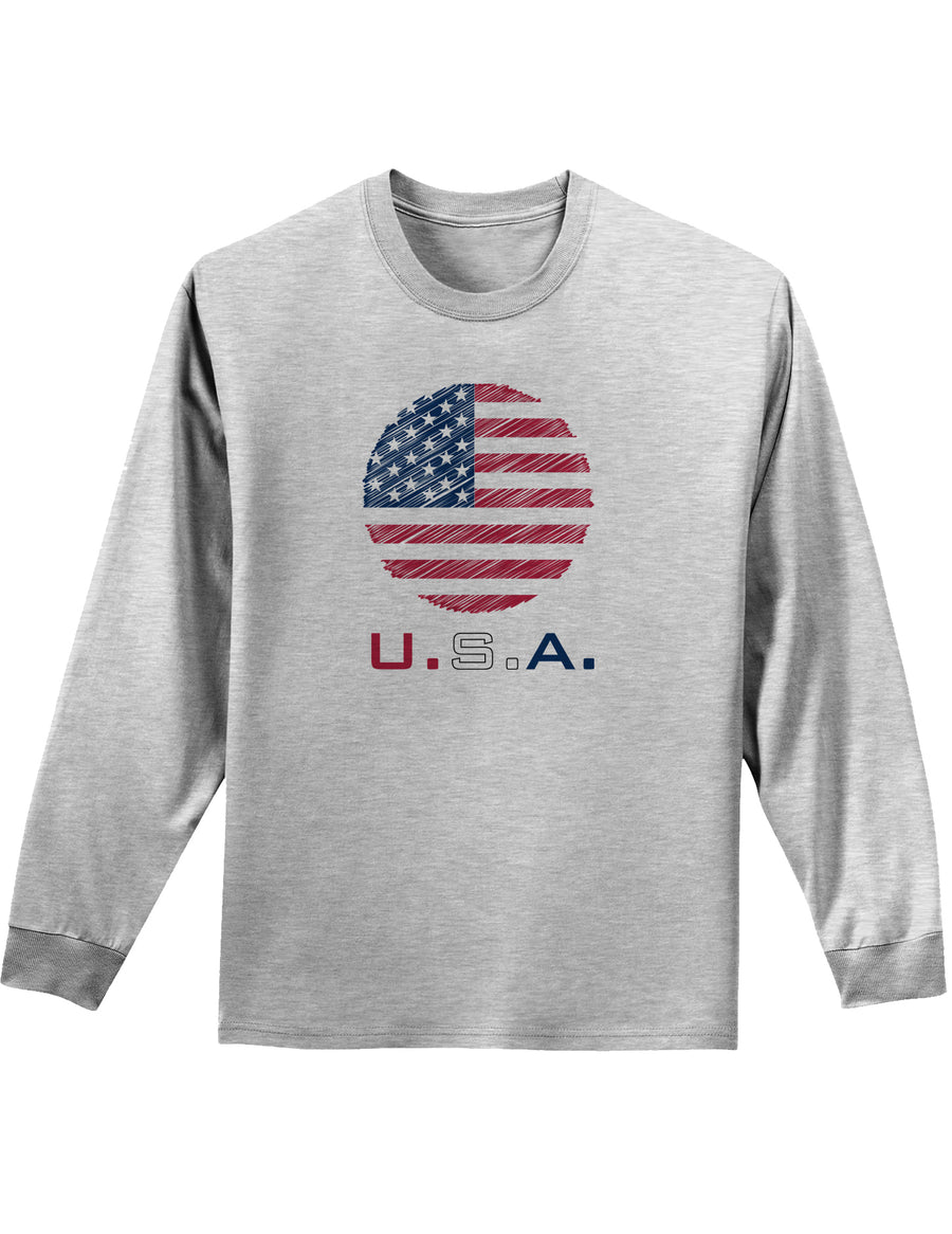 American Flag Scribble Adult Long Sleeve Shirt-Long Sleeve Shirt-TooLoud-White-Small-Davson Sales