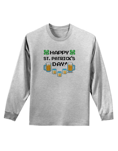 Pixel Happy St Patricks Day Adult Long Sleeve Shirt-Long Sleeve Shirt-TooLoud-AshGray-Small-Davson Sales