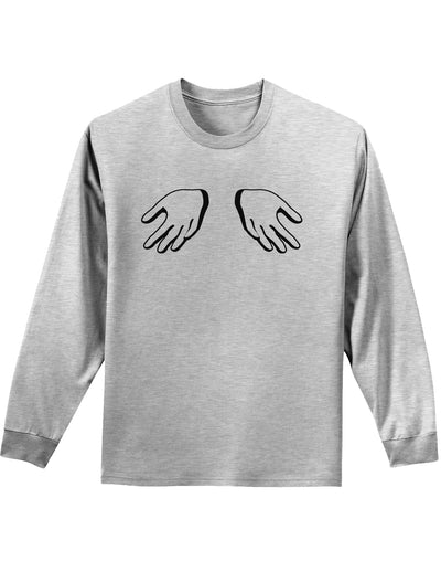 Shrugging Hands Adult Long Sleeve Shirt-Long Sleeve Shirt-TooLoud-AshGray-Small-Davson Sales