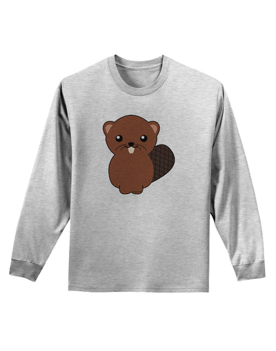 Cute Beaver Adult Long Sleeve Shirt-Long Sleeve Shirt-TooLoud-AshGray-Small-Davson Sales