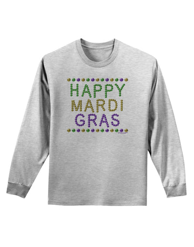 Happy Mardi Gras Beads Adult Long Sleeve Shirt-Long Sleeve Shirt-TooLoud-AshGray-Small-Davson Sales