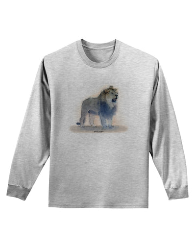 Lion Watercolor B Adult Long Sleeve Shirt-Long Sleeve Shirt-TooLoud-AshGray-Small-Davson Sales