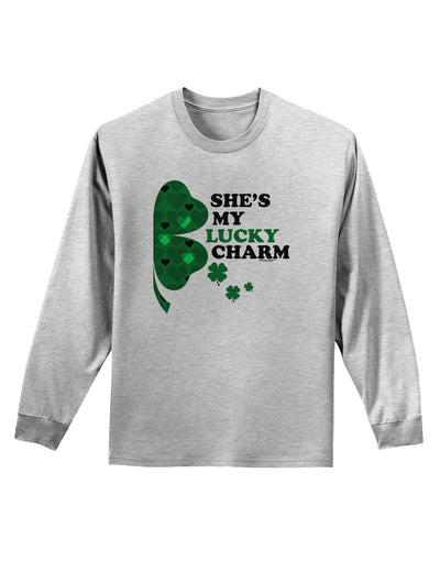 She's My Lucky Charm - Right Adult Long Sleeve Shirt-Long Sleeve Shirt-TooLoud-AshGray-Small-Davson Sales