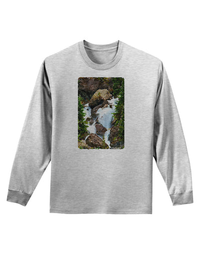 TooLoud Waterfall Watercolor Adult Long Sleeve Shirt-Long Sleeve Shirt-TooLoud-AshGray-Small-Davson Sales