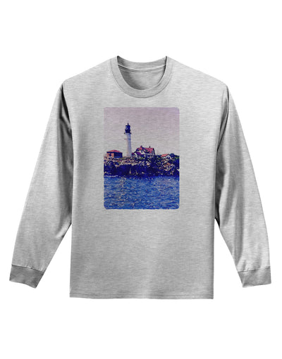 Watercolor Lighthouse 2 Adult Long Sleeve Shirt-Long Sleeve Shirt-TooLoud-AshGray-Small-Davson Sales