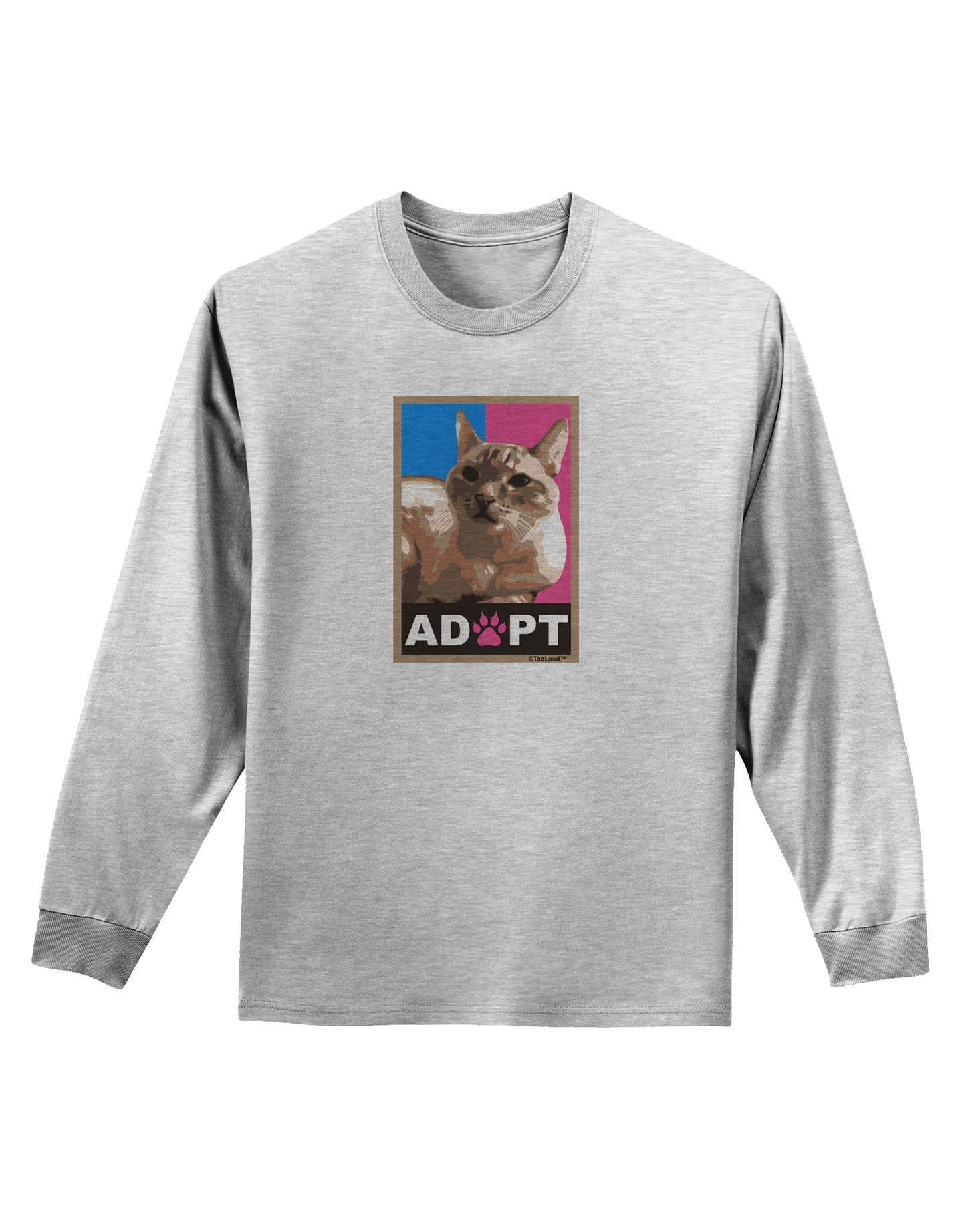 Adopt Cute Kitty Cat Adoption Adult Long Sleeve Shirt-Long Sleeve Shirt-TooLoud-AshGray-Small-Davson Sales