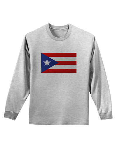 Puerto Rico Flag Adult Long Sleeve Shirt-Long Sleeve Shirt-TooLoud-AshGray-Small-Davson Sales