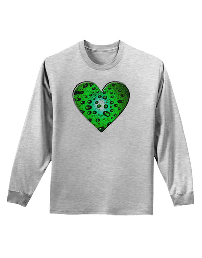 Water Droplet Heart Green Adult Long Sleeve Shirt by TooLoud-Long Sleeve Shirt-TooLoud-AshGray-Small-Davson Sales