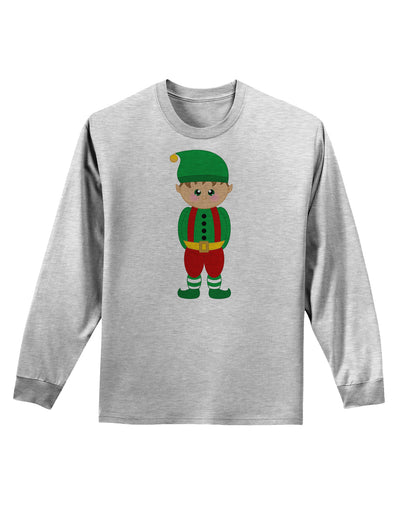 Cute Christmas Elf Boy Adult Long Sleeve Shirt-Long Sleeve Shirt-TooLoud-AshGray-Small-Davson Sales