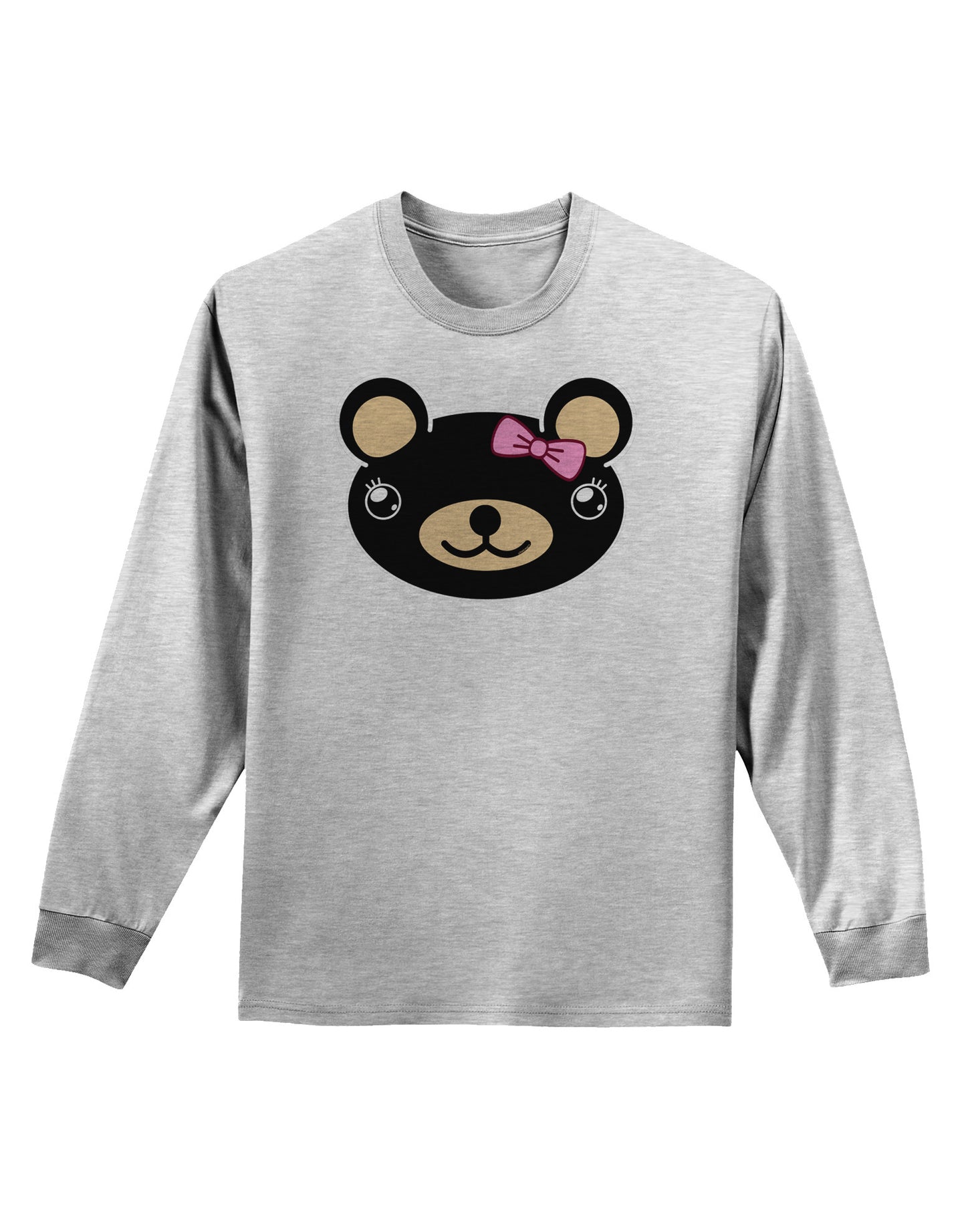 Kyu-T Head - Night Beartholomea Girl Teddy Bear Adult Long Sleeve Shirt-Long Sleeve Shirt-TooLoud-AshGray-Small-Davson Sales
