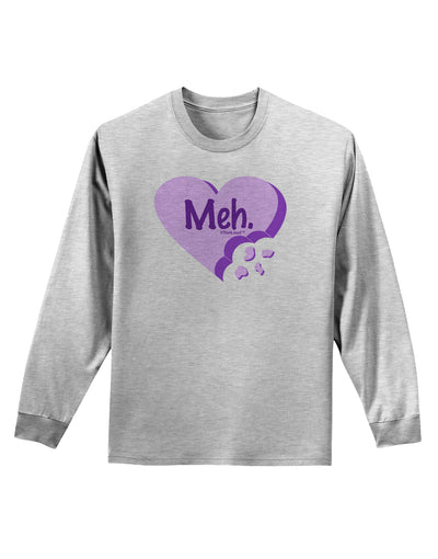 Meh Candy Heart Purple - Valentines Day Adult Long Sleeve Shirt by TooLoud-Long Sleeve Shirt-TooLoud-AshGray-Small-Davson Sales