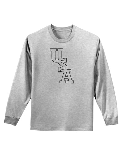 USA Text Adult Long Sleeve Shirt-Long Sleeve Shirt-TooLoud-AshGray-Small-Davson Sales