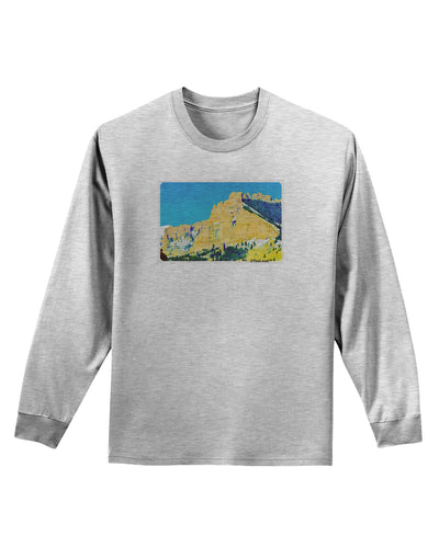 Colorado Snowy Mtns WaterColor Adult Long Sleeve Shirt-Long Sleeve Shirt-TooLoud-AshGray-Small-Davson Sales