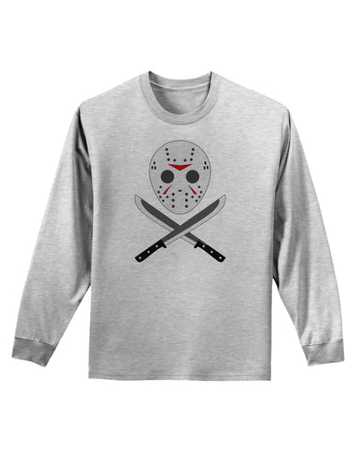 Scary Mask With Machete - Halloween Adult Long Sleeve Shirt-Long Sleeve Shirt-TooLoud-AshGray-Small-Davson Sales