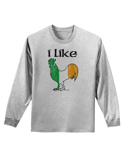 I Like Irish Rooster Silhouette Adult Long Sleeve Shirt by TooLoud-Long Sleeve Shirt-TooLoud-AshGray-Small-Davson Sales