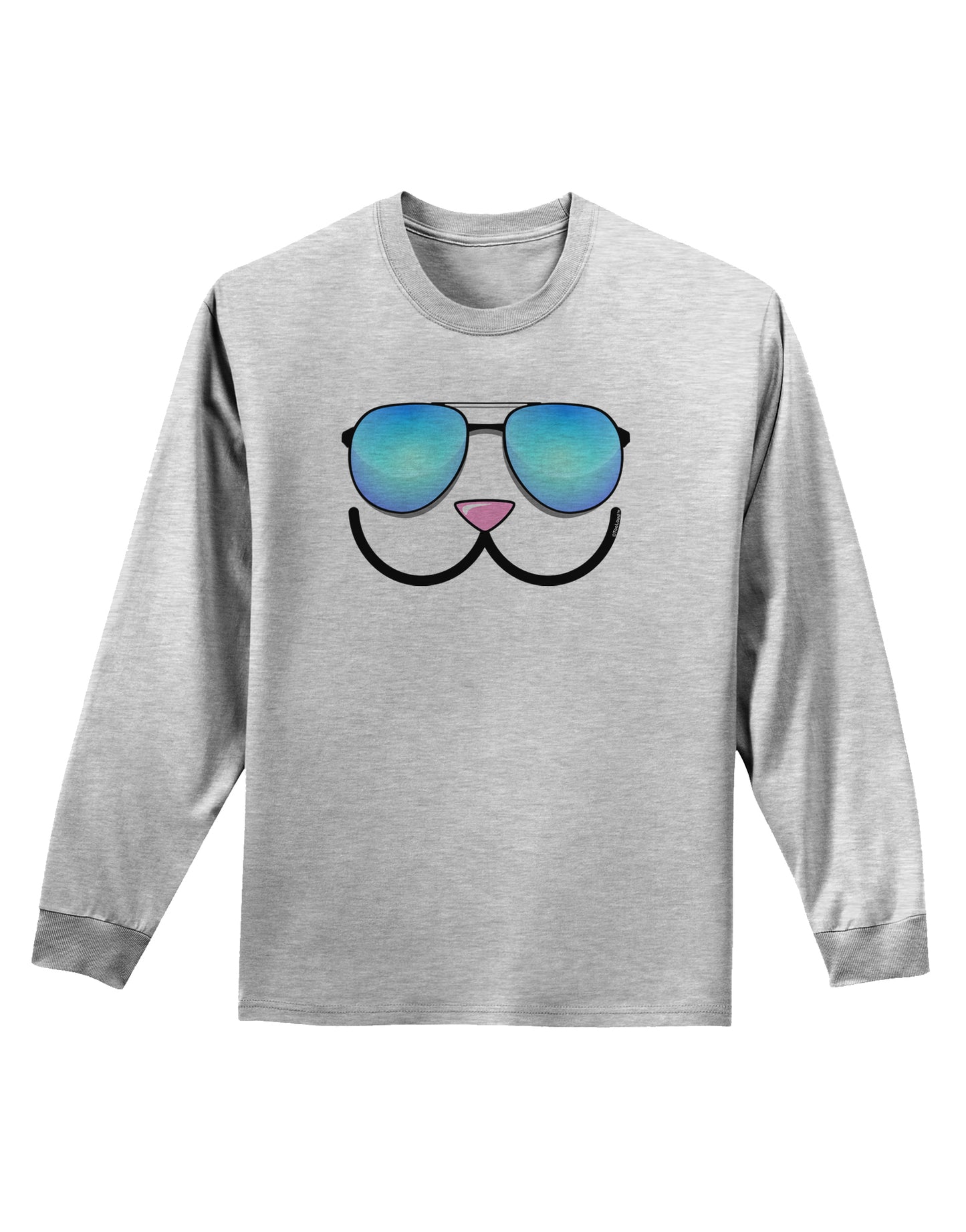 Kyu-T Face - Kawa Cool Sunglasses Adult Long Sleeve Shirt-Long Sleeve Shirt-TooLoud-AshGray-Small-Davson Sales