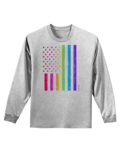 American Pride - Rainbow Flag Adult Long Sleeve Shirt-Long Sleeve Shirt-TooLoud-AshGray-Small-Davson Sales