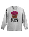 Cream Filled Pink Cupcake Design Adult Long Sleeve Shirt by TooLoud-Long Sleeve Shirt-TooLoud-AshGray-Small-Davson Sales