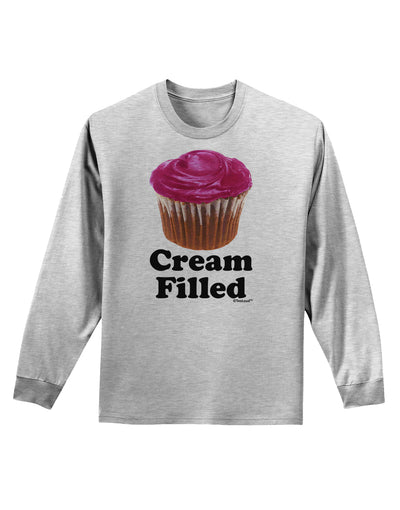 Cream Filled Pink Cupcake Design Adult Long Sleeve Shirt by TooLoud-Long Sleeve Shirt-TooLoud-AshGray-Small-Davson Sales