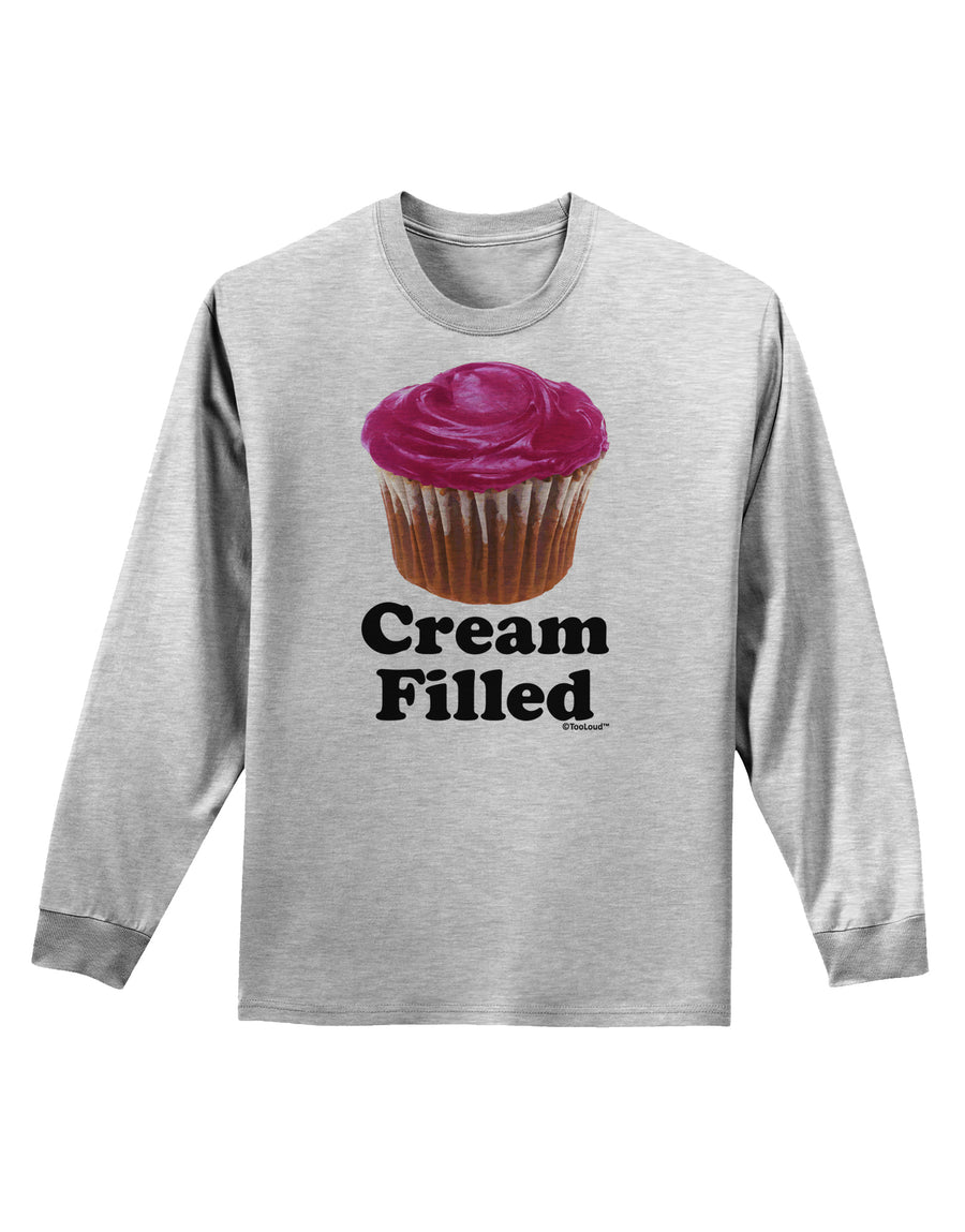 Cream Filled Pink Cupcake Design Adult Long Sleeve Shirt by TooLoud-Long Sleeve Shirt-TooLoud-White-Small-Davson Sales