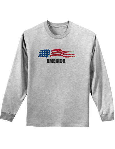 America Flag Adult Long Sleeve Shirt-Long Sleeve Shirt-TooLoud-AshGray-Small-Davson Sales