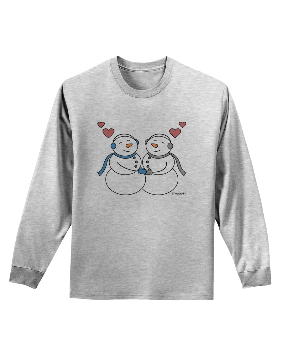 Cute Snowman Couple Adult Long Sleeve Shirt by TooLoud-Long Sleeve Shirt-TooLoud-White-Small-Davson Sales