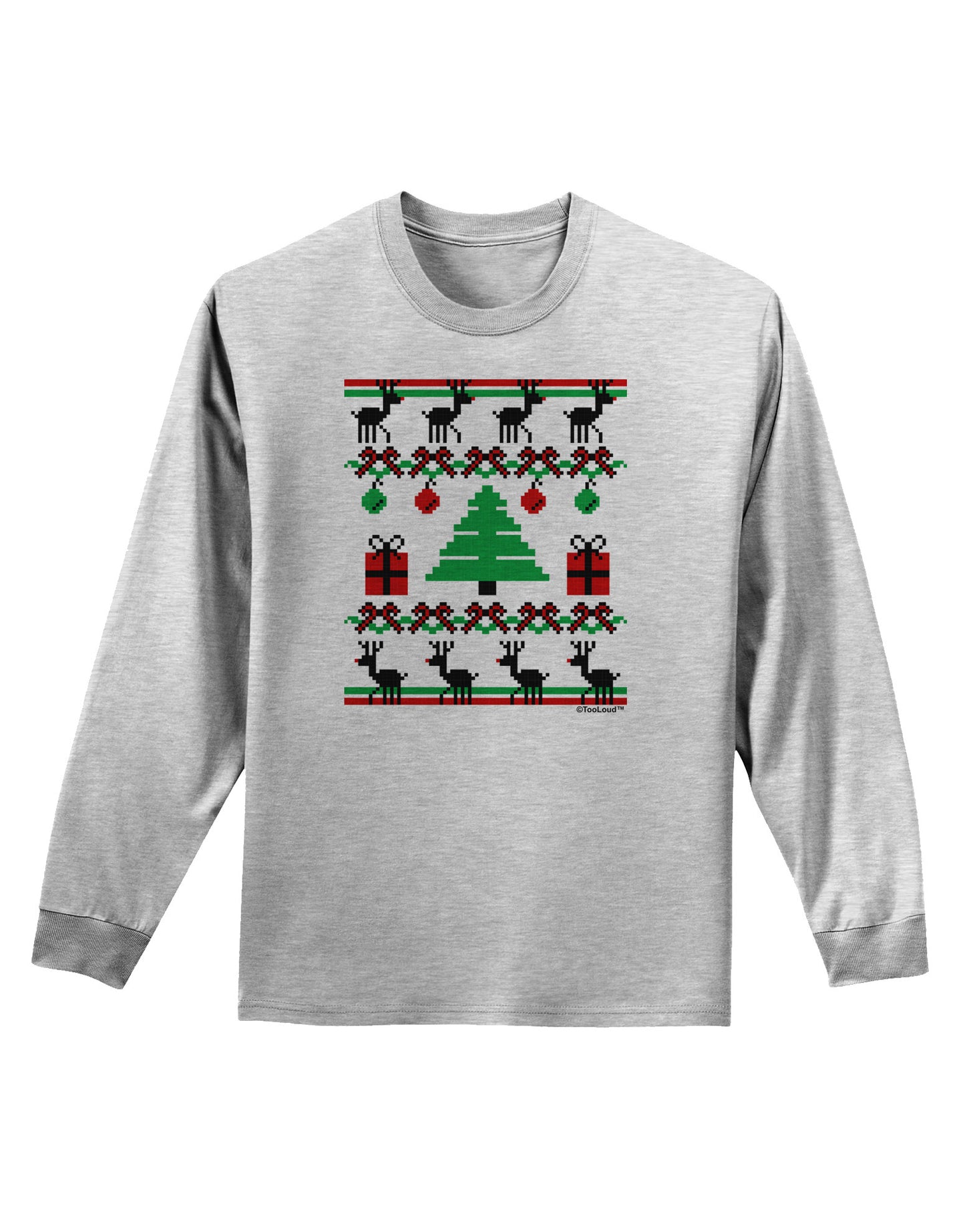 Tree with Gifts Ugly Christmas Sweater Adult Long Sleeve Shirt-Long Sleeve Shirt-TooLoud-AshGray-Small-Davson Sales