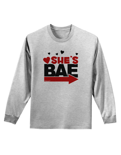 She's BAE - Right Arrow Adult Long Sleeve Shirt-Long Sleeve Shirt-TooLoud-AshGray-Small-Davson Sales