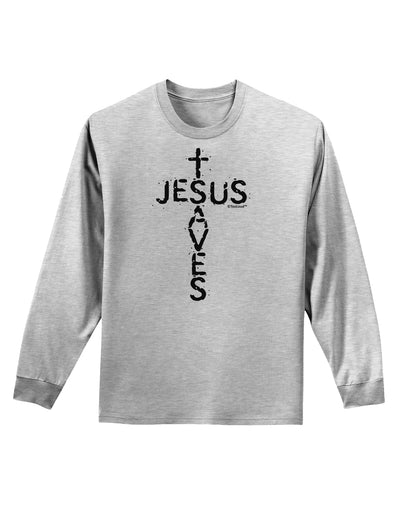 Jesus Saves - Cross Shape Design Adult Long Sleeve Shirt by TooLoud-Long Sleeve Shirt-TooLoud-AshGray-Small-Davson Sales