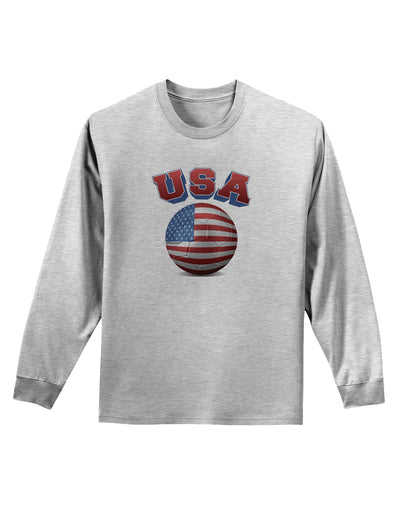 Soccer Ball Flag - USA Adult Long Sleeve Shirt-Long Sleeve Shirt-TooLoud-AshGray-Small-Davson Sales